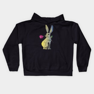 easter bunny with a rose Kids Hoodie